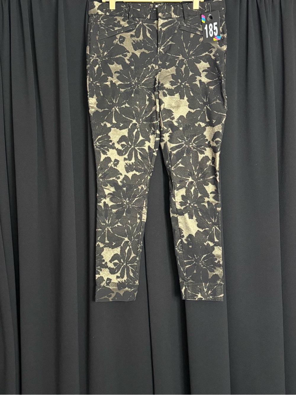 GAP Black Floral Print Cropped Ponte Pants